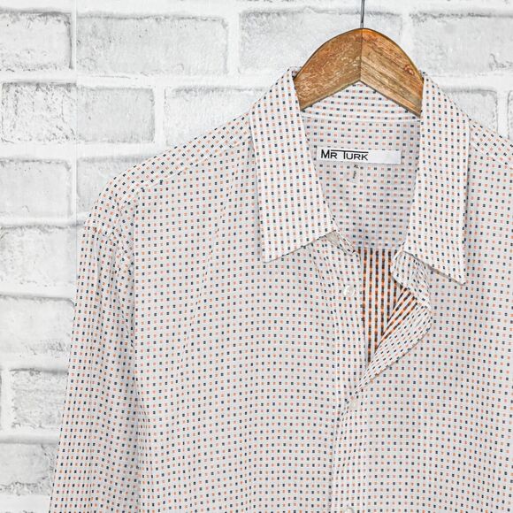 MR TURK Men's embroidered orange black button up shirt size XL - Picture 5 of 7